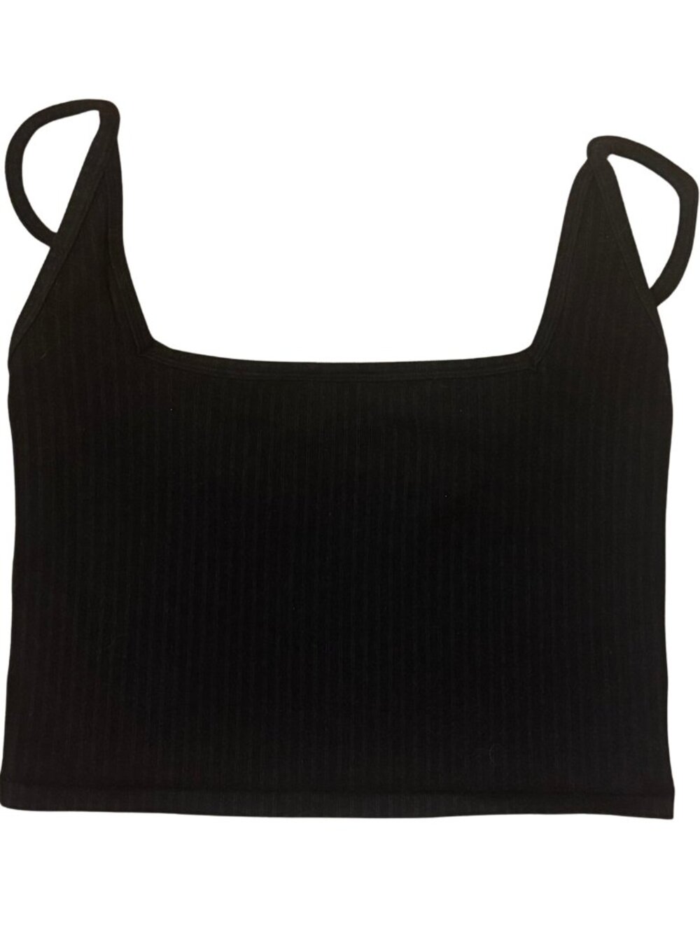 Black Ribbed Square Neck Crop Tank - Picture 2 of 2